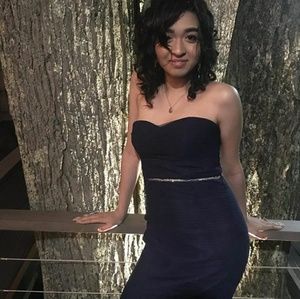 Prom dress with blue roses